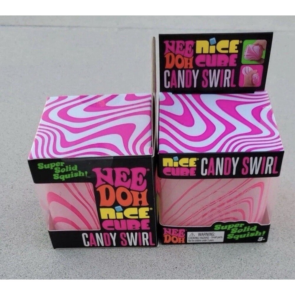Schylling Nee Doh Nice Cube Candy Cane Swirl  NEW RARE Needoh Pink/White 2 PK